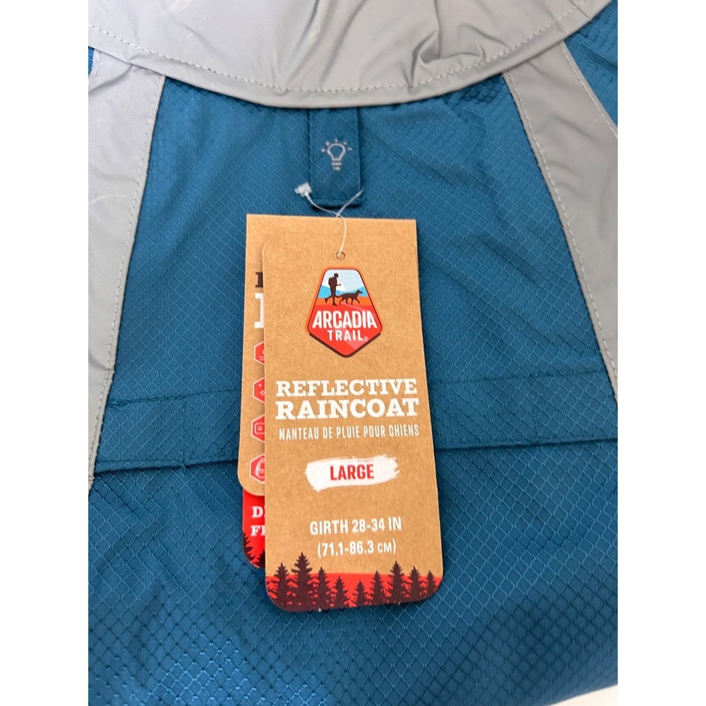 NWT Arcadia Trail XL Dog Reflective Raincoat Adjustable Lightweight Blue - Picture 3 of 7